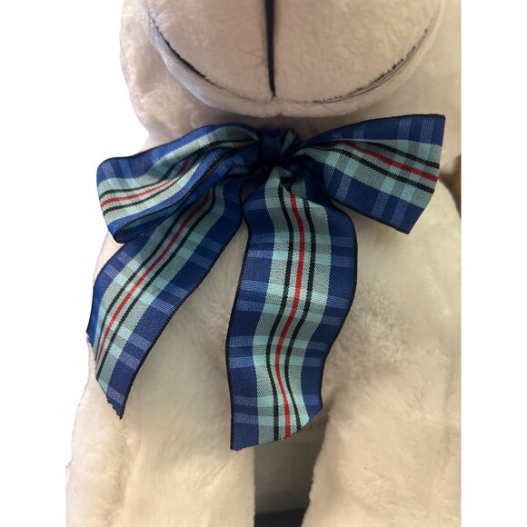 12 Inch Sitting Pals Plush White Polar Bear With Blue Plaid Bow NWT - Picture 2 of 6